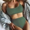 New split swimsuit female sexy solid color bikini high waist swimsuit