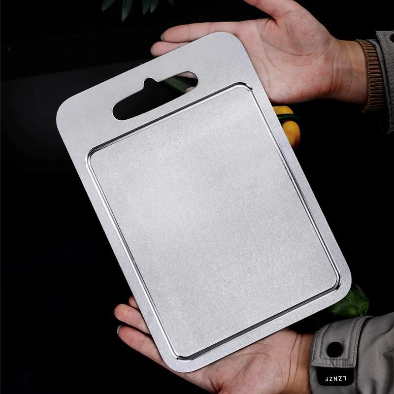 2mm Verdickte Reine Titan Küchenschneidebrett Outdoor Camping Beidseitig Stabil Hackbrett Mit Saftrille