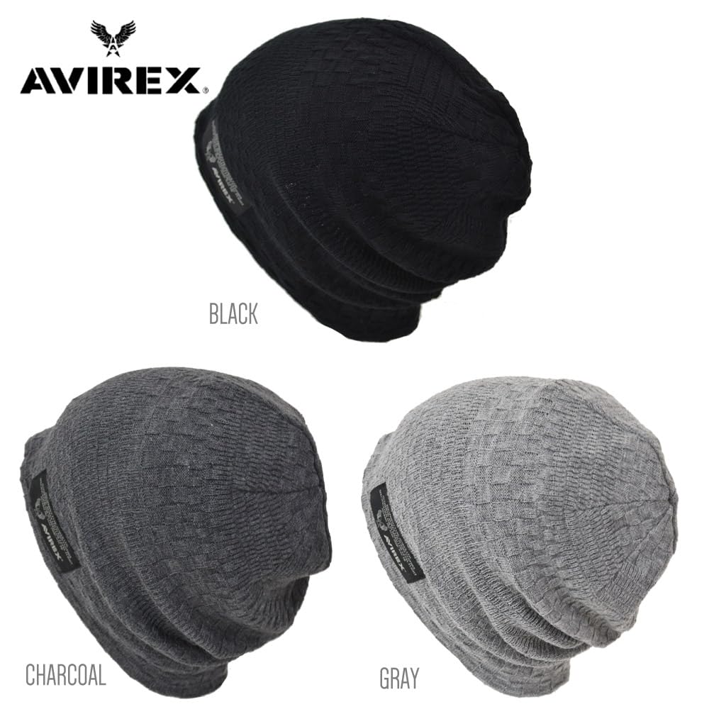 Avirex Knit Cap Beanie Gray (Type A, (Jacquard Knit))