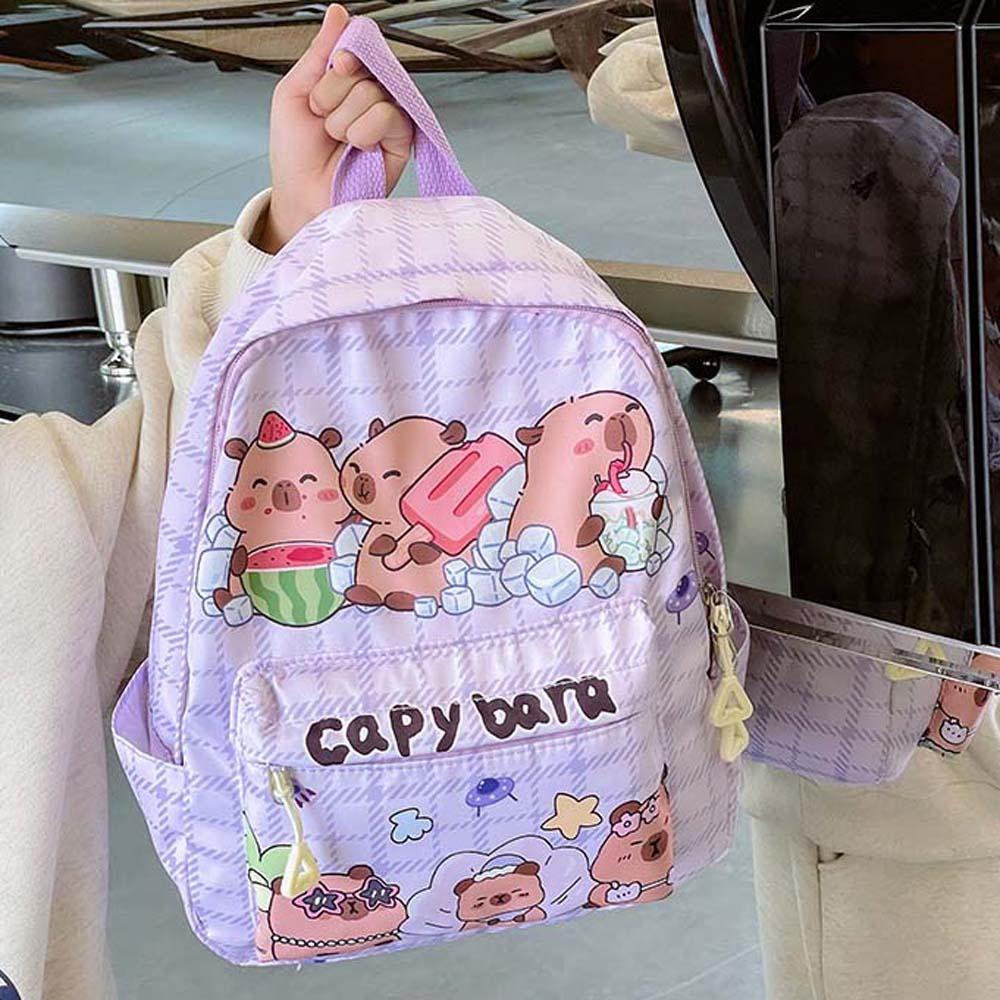 Thickened Cartoon Animal Daypack Nylon Large Capacity School Bag Capybara Backpack  Friends
