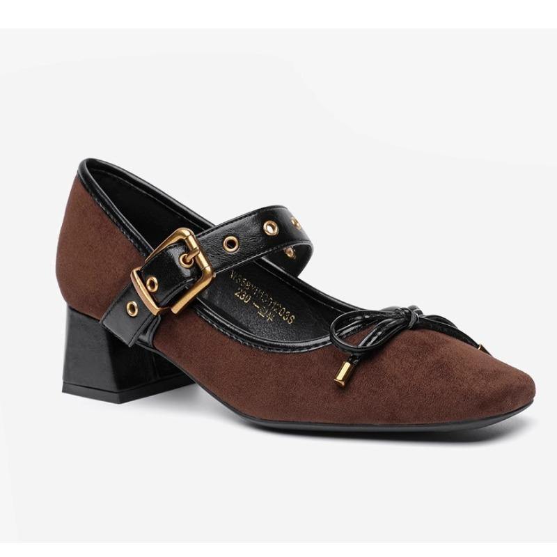 

Fashion women s shoes 2024 hot sale buckle strap Women s High heels Fashion butterfly-knot dress Pumps women new square toe heels women 40