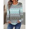 Women's T-shirt 3D Retro Ethnic Print Fashion Long Sleeve Round Neck Regular Top Holiday Weekend Spring Autumn