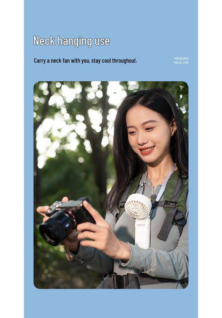 Portable Neck-Hanging Handheld Fan with Semiconductor Cooling and Foldable Ice Pack