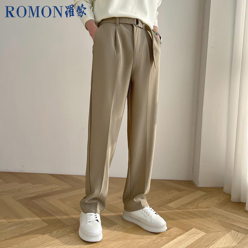 ROMON Men s Korean Style Business Casual Straight Leg Pants 2XL