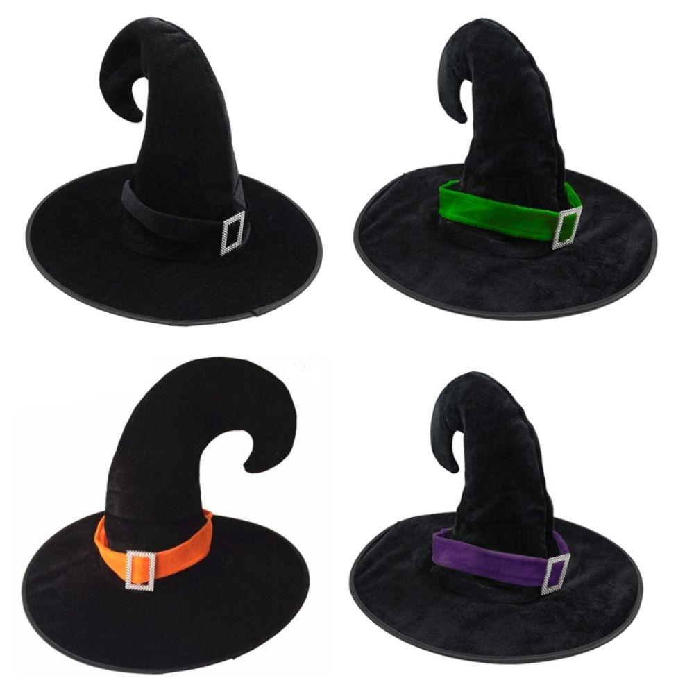 Velvet Halloween Witch Wizard Hat Gilding Devil Cap Punk Halloween Hat  Adults