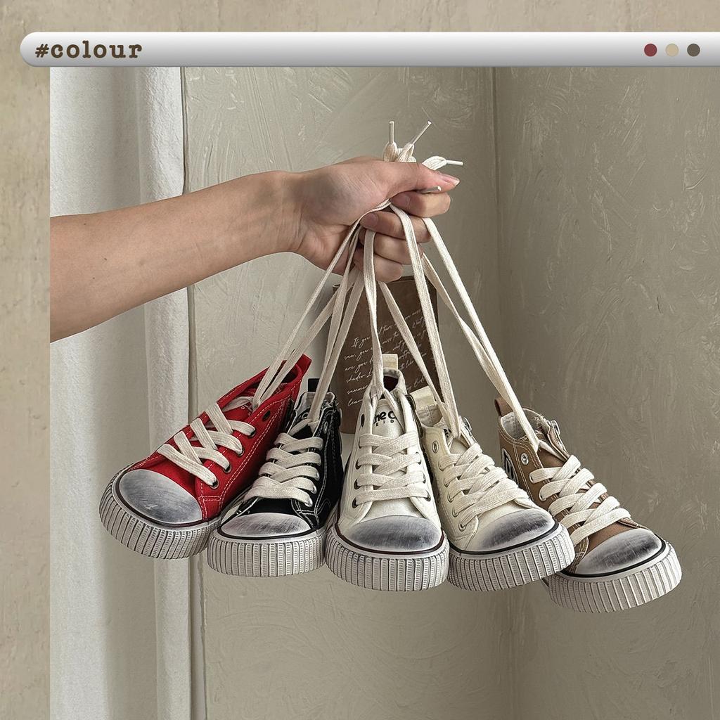 XSHX Children's Canvas Board Shoes Autumn Boys and Girls Paris Dirty Bottom Side Zipper Professional Non-slip and Stable Autumn Wenzhou