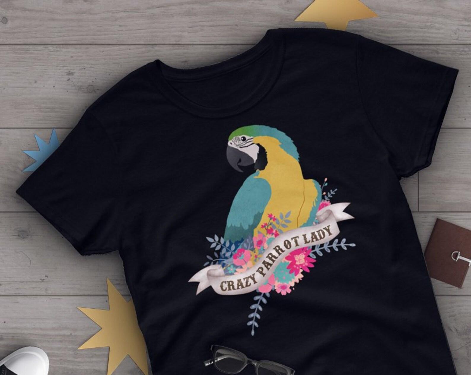 Blue and Gold Macaw Shirt, , Funny Parrot Lover Gift, Cute Bird T-shirt, Macaw Tshirt, Pet Graphic Tee, Clothing, Navy, Grey, Pink 150