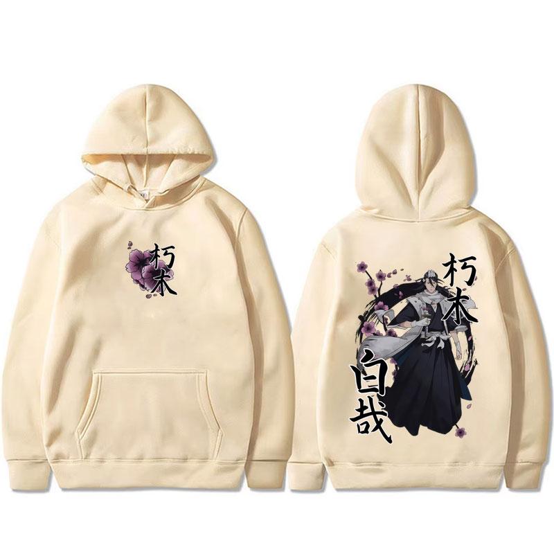 Anime Bleach Kuchiki Byakuya Cherry Blossom Graphic Hoodie Men Women Fashion Casual Oversized Streetwear Male Fleece Pullover