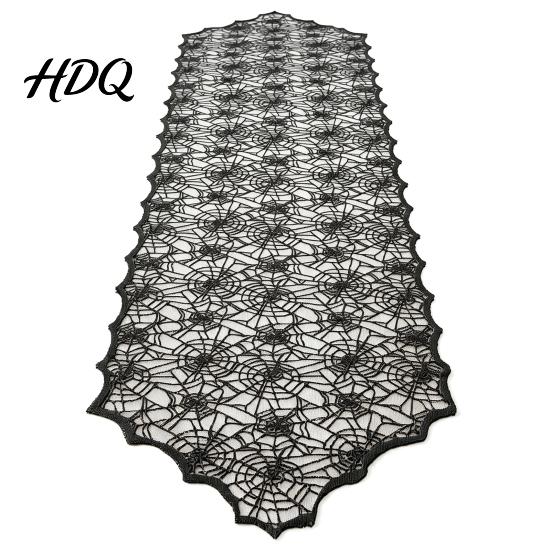 Gothic Style Home Furnishings Halloween Table Runner Black Lace Spider Web Runners 17.7 X Atmospheric Runner for 70.9Inch Party Dinner Kitchen