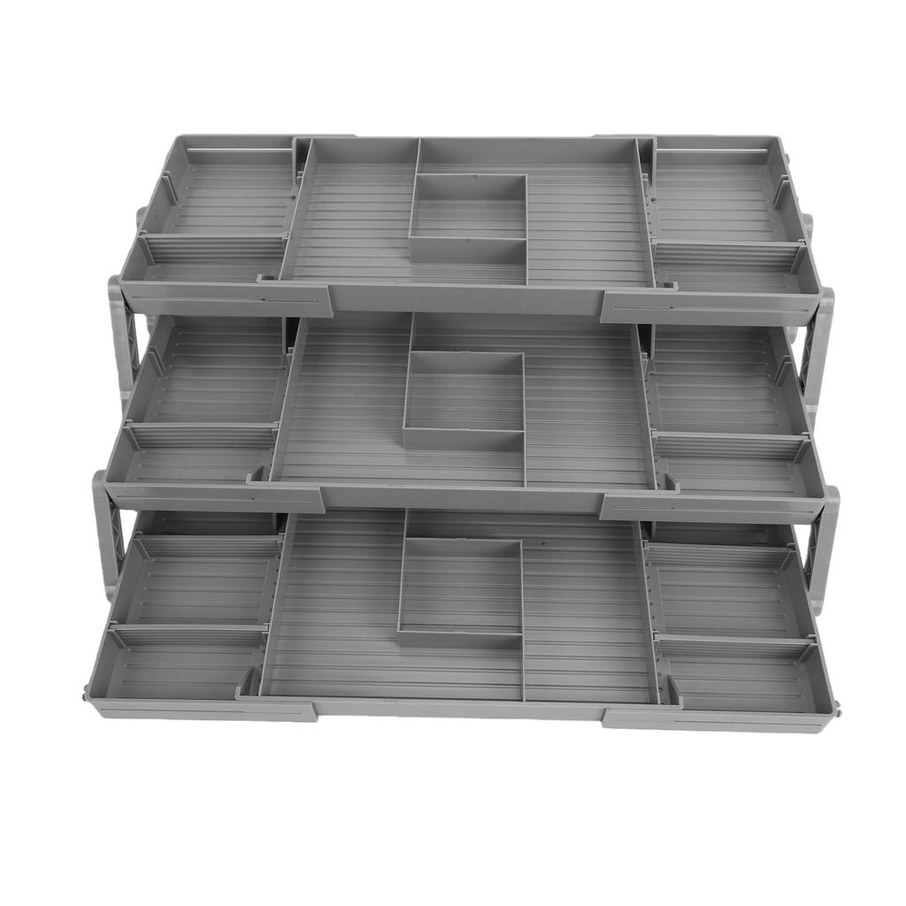 3 Tier Drawer  , Multi-Tier Foldable Storage Trays Expandable Plastic Desk   with Multiple Compartments for Makeup, Jewelry