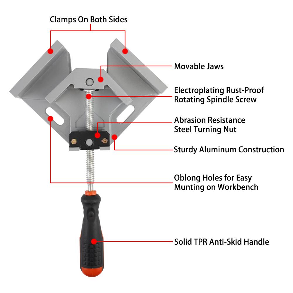 Adjustable Swing Jaw 90 degree Welding Corner Right Angle Fixing Clip Clamp For Furniture Woodworking Photo Frame Glass Clamp