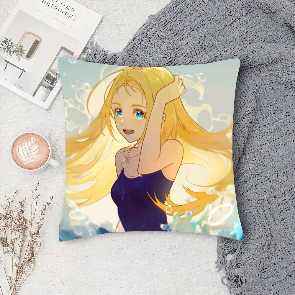 Kofune Ushio Animation Summer Time Rendering Pillow Case Fashion Square Pillowcase Bedroom Sofa Room Ins Decoration Leisure