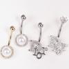 Popular European and American D-Letter Full Zircon Wish Pearl Belly Button Jewelry