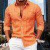 Men's Fashionable Blue and White Striped Woven Pattern Long Sleeve Shirt High Quality Wrinkle-resistant Non-iron Top