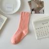 Women's Mid-Calf Socks: Autumn/Winter Maternity Loose-Fit, Solid Color, Trendy Spring Pile Socks in Black or White