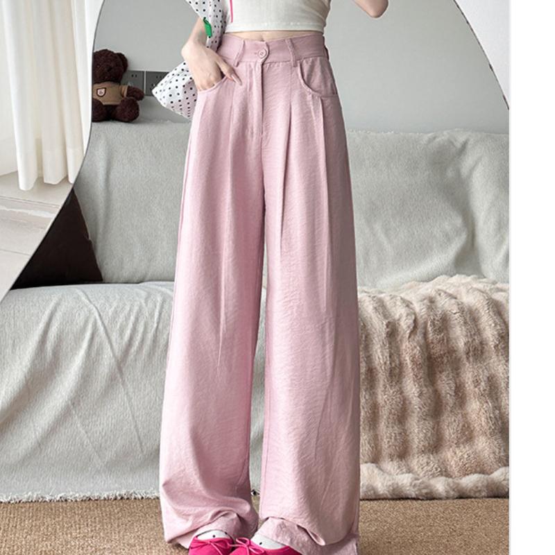 

Легкий костюм фу, широкие брюки для женщин, весна, новые узкие свободные брюки из ледяного шелка с высокой талией, летние брюки в стиле ленивой моды XL