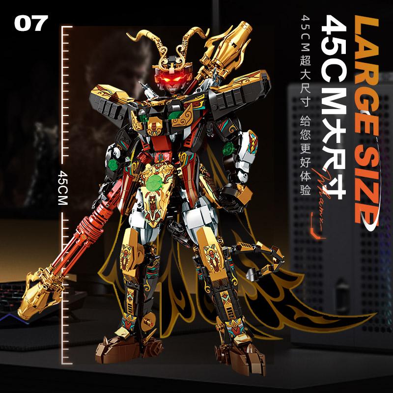 Black Wukong Bricks Journey To the West Myth 2 Morphing Robot Monkey King Warrior Assembled Model Building Block Toy Boy Gift