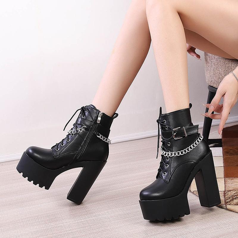 2025 High Waterproof Table Zipper Women's Short Boots 14CM Super Women's Shoes Stage Thick Heel Boots ZYW-831-30