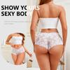 3ks/Sada Dámské Sexy Krajkové Kalhotky Průhledné Spodní Prádlo s Květinovými Listy V-Pas Boyshort pro Ženy Měkké Intimní Prádlo