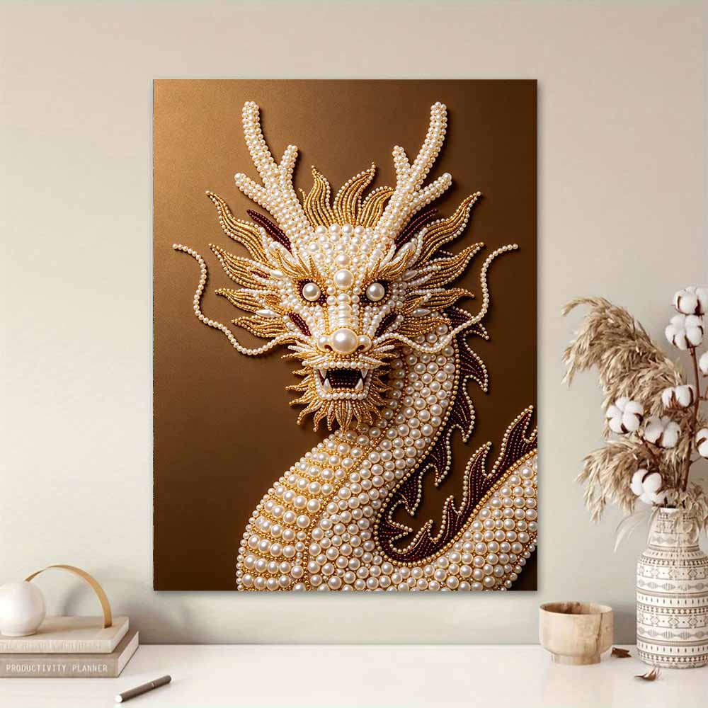 DIY Pearl Diamond Art Painting Kits for Adult and Beginners, Majestic Dragon Sparkling Painting Craft Home Wall Decor Handmade Gift