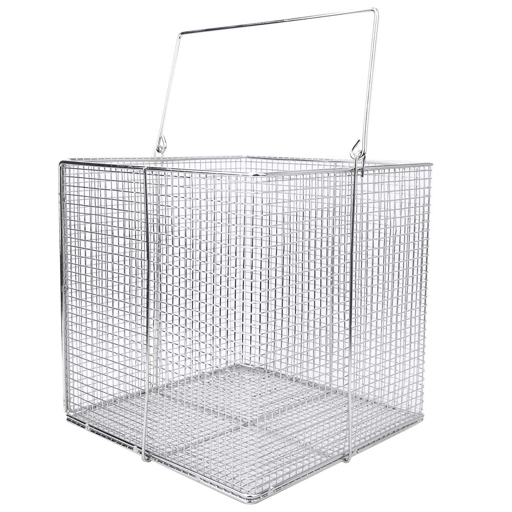 

Stainless steel, corrosion-resistant storage basket with handles, square, available in 3 sizes
