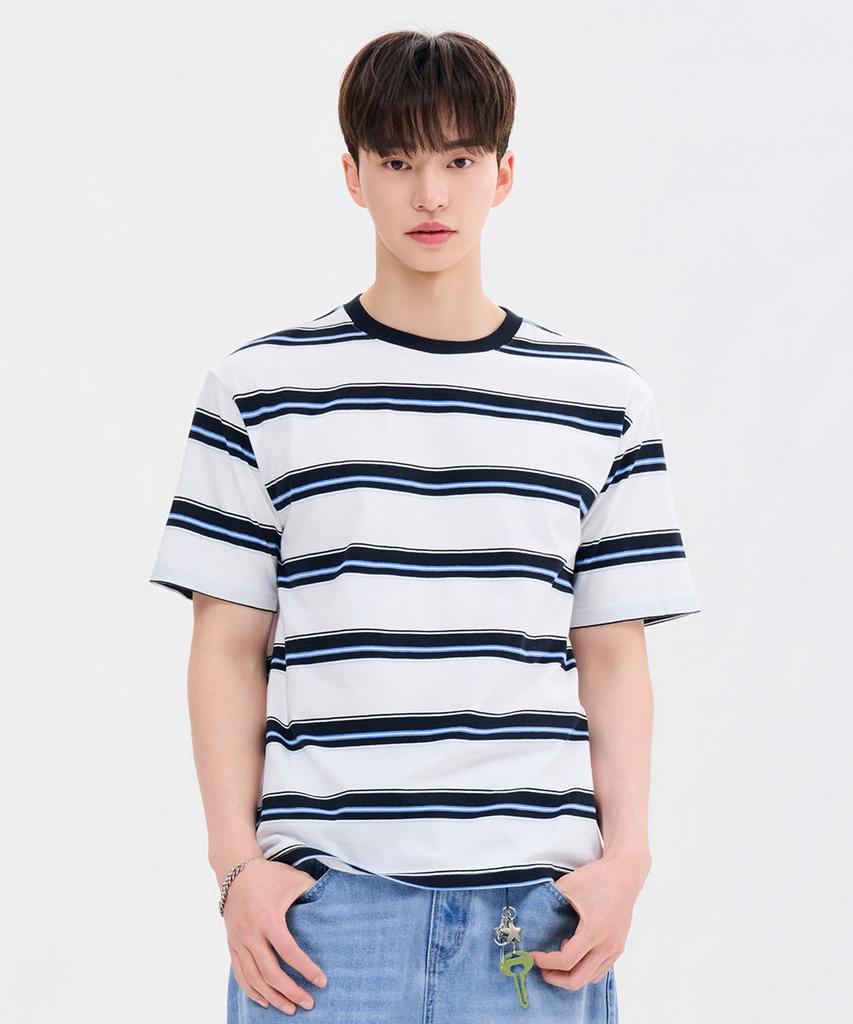 CHASECULT Unisex Big Multi Stripe Short Sleeve T-Shirt-Fbru5820D04