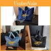 Denim Tote Bag For Women With Embroidered Letters And Street Style For Daily Use