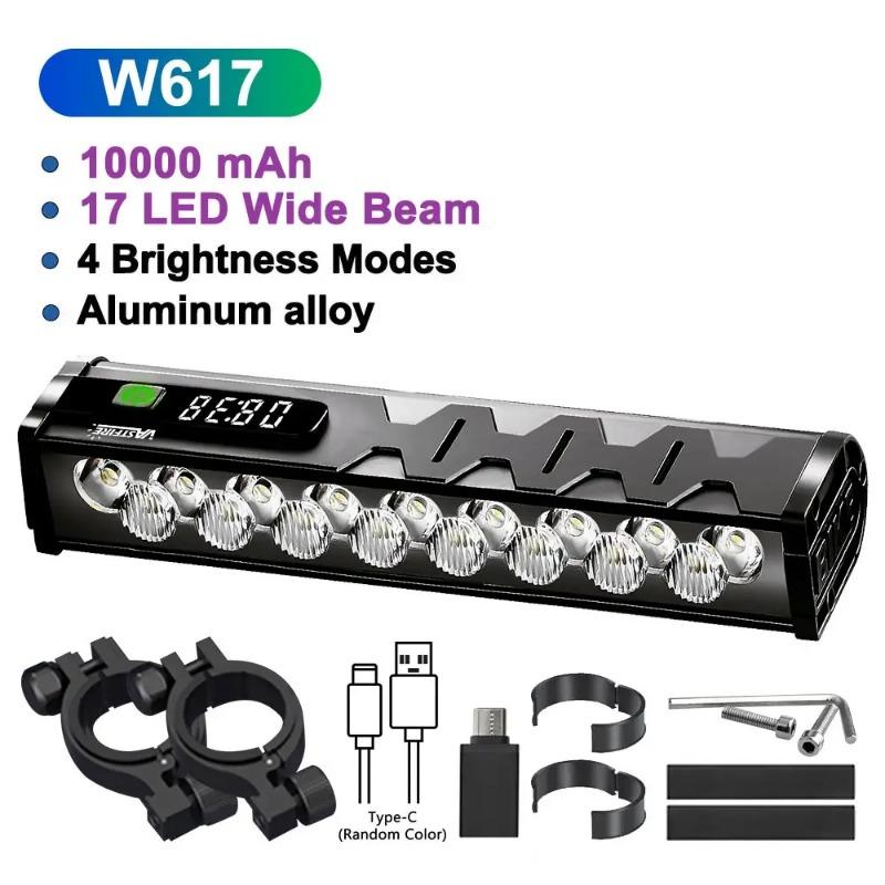 Luce per Bicicletta Anteriore 17 LED 25500 Lumen Luce Bici 10000mAh Torcia Impermeabile Ricarica USB Lampada per Ciclismo MTB Strada Accessori