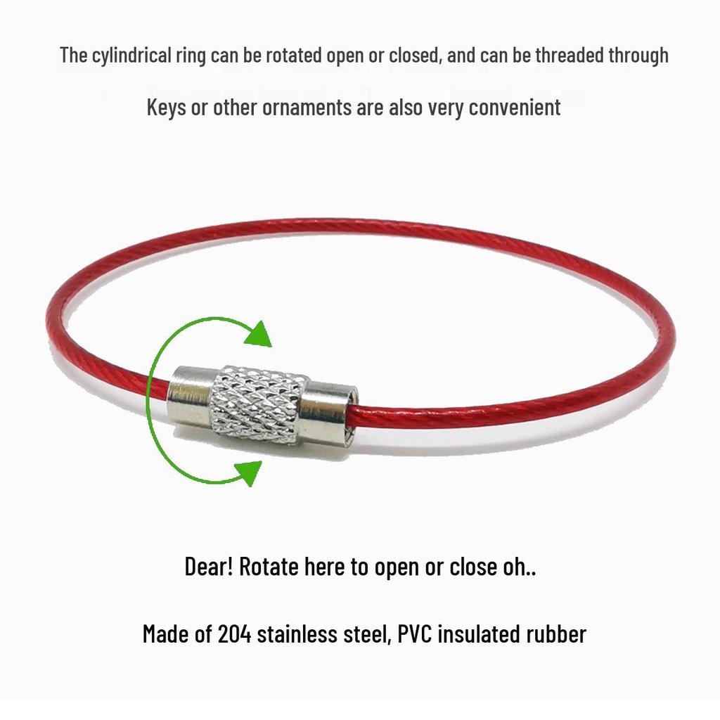 Rainbow Coated Steel Wire Keyring: Multi-Purpose Stainless Steel Snap Hook