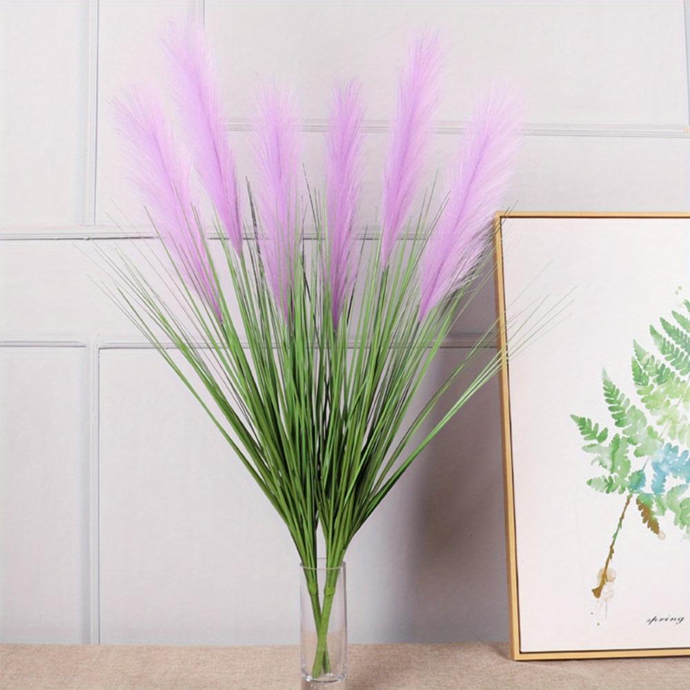 2 Bunches Artificial Greenery Plants with Reed Flower Wheat Grass 85cm Faux Reed Grass Fake Shrubs Pampas Flower Bouquet for Home Garden Wedding Decor