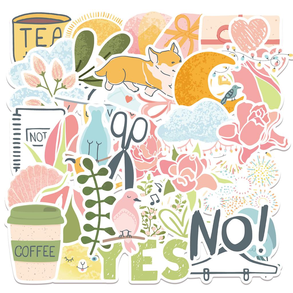49 Cartoon Small Fresh Sunny Stickers Can Decorate Suitcase Pen Guitar Notebook Waterproof Hot Stickers