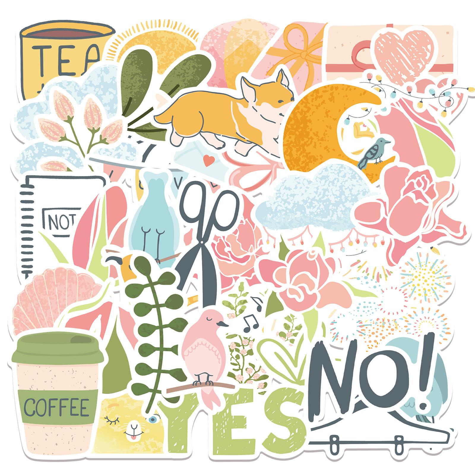 

49 Cartoon Small Fresh Sunny Stickers Can Decorate Suitcase Pen Guitar Notebook Waterproof Hot Stickers