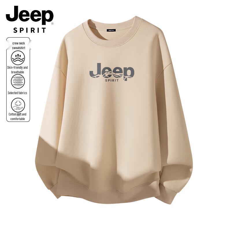 JEEP SPIRIT Men's Loose Fit Crew Neck Logo Print Sweatshirt