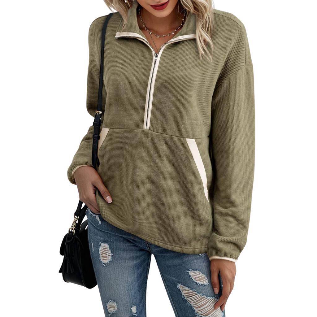 Women's Fashionable Long-sleeved Casual Zipper Jacket Hoodie Top