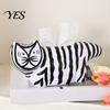 Tissue Box with Storage Box, Striped Cat Shape Dispenser, Ample Interior Living Room Space Vinyl Case, Compact Decorative Durable Paper Holder for Car