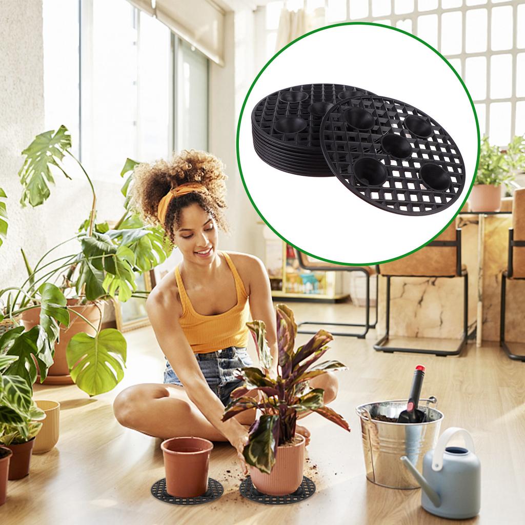 12 Pcs 8 Inch Plant Level Pot Elevator Plant Stand Heavy Duty Plant Stand Black Round Stand Saucer Plant Flower Pot Holder