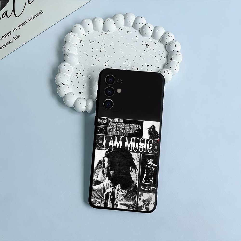 I AM MUSIC (Playboi Carti) Black Soft Silicone Phone Case for Samsung S25, S24, S21, S22, S23, S30, Ultra, S20, Plus, FE, Lite