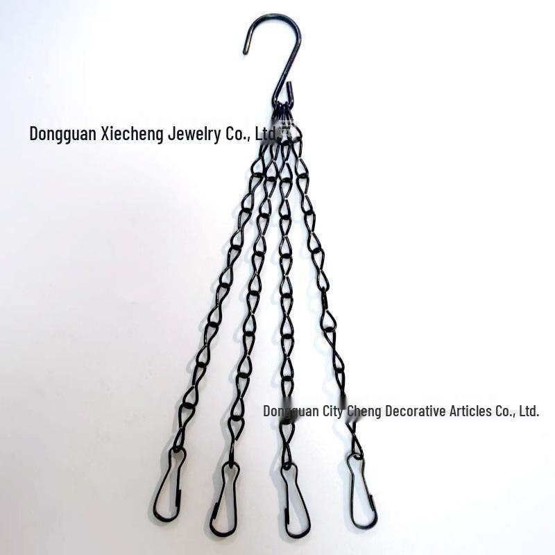 Black & White Zinc 4-Strand Chain Hanging Flower Basket 1.4 Wire