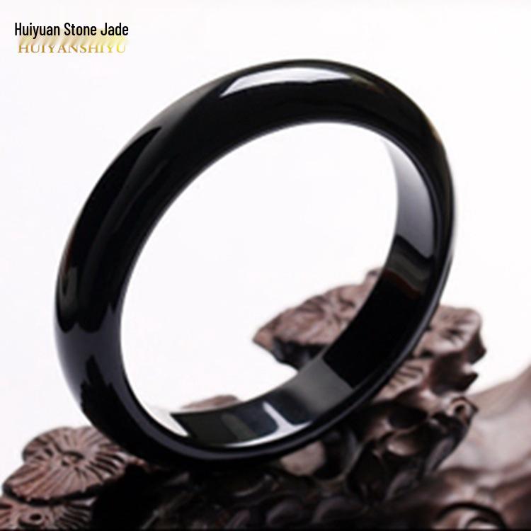 Natural Black Agate and Obsidian Chalcedony Jade Bangle