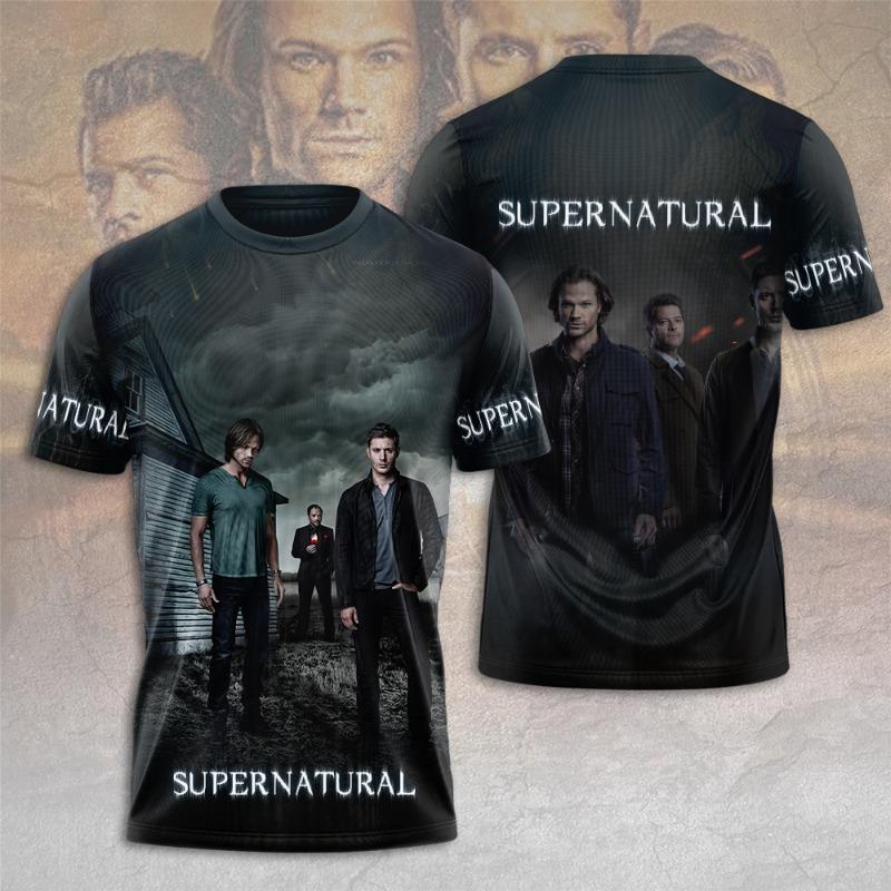 New Supernatural TV Series T-Shirts Men Short Sleeve Streetwear T Shirt Oversized Harajuku Tees Tops Man Clothing
