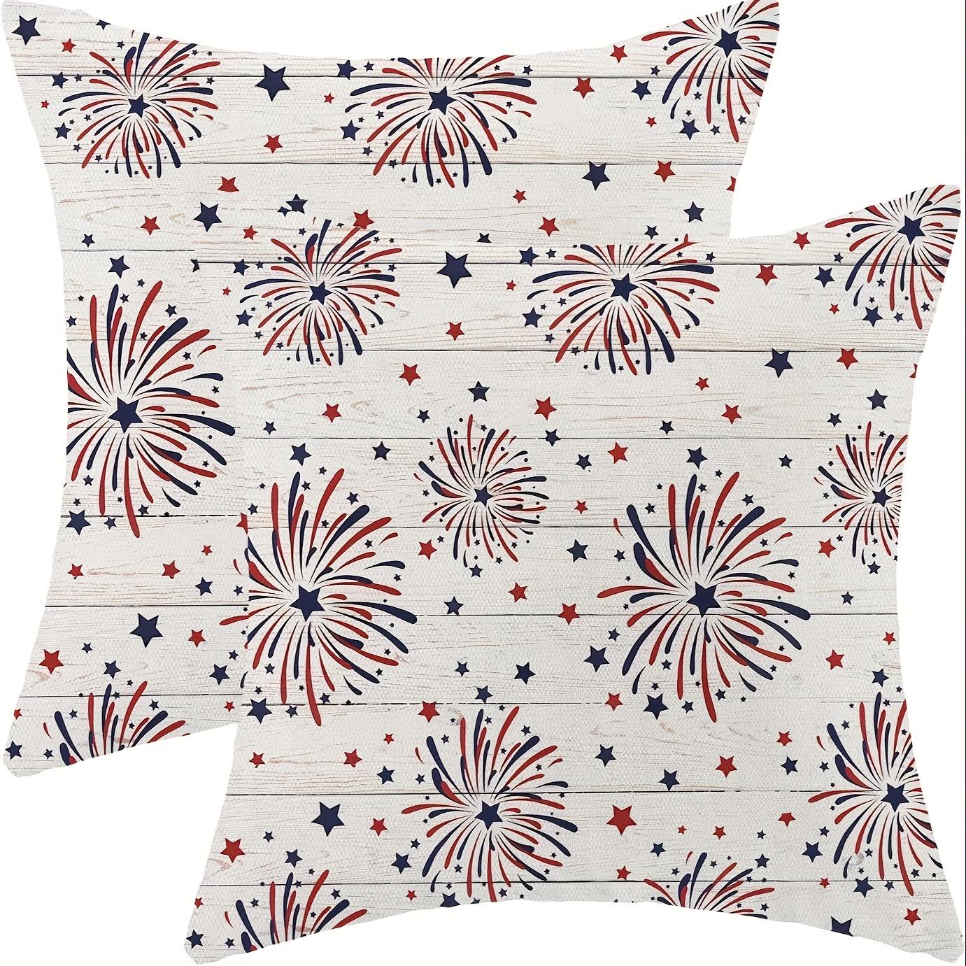 

2PCS 4th of July Patriotic Red and Blue Star Pattern Pillow Cover, Country Style Zipper Closure Sofa Cushion Covers