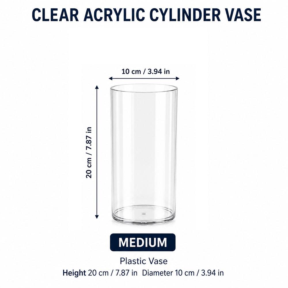 Vaso per Fiori Cilindrico Trasparente in Acrilico Infrangibile Alto Grande Vasi in Plastica per Decorazione Matrimonio Festa Vaso Fioriera Idroponica