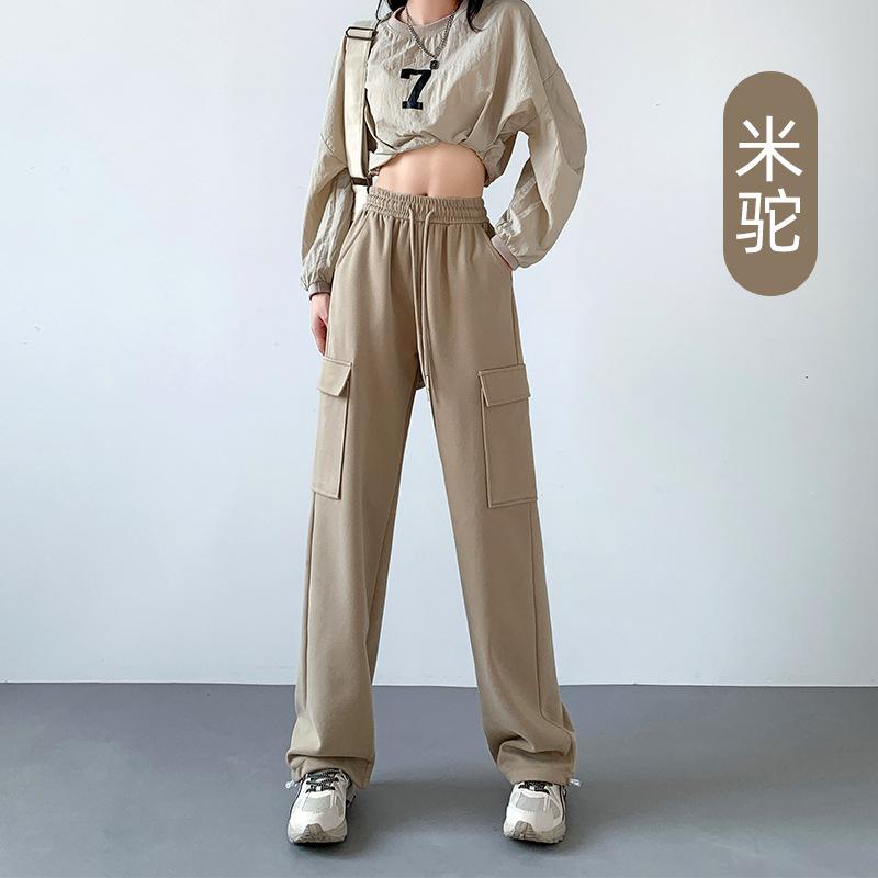 

Комбинезон женский повседневный спортивные штаны осень новый с высокой талией и тонкие леггинсы толстые мм прямые широкие брюки XL