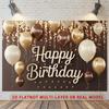2D Modern Brown Gold Happy Birthday Backdrop for Stylish & Adult Celebrations