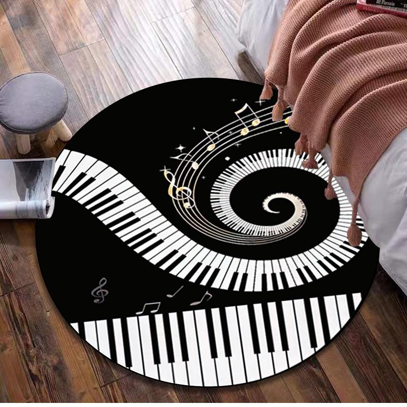 1Pc Staff music Circular Print Rug - home decoration Carpet For Living Room Bedroom Flooring Computer Chair Area Rug
