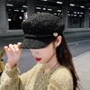 Boina feminina versão coreana chapéu da moda outono e inverno chapéu octogonal feminino moda retrô britânica boné versátil de celebridade da internet