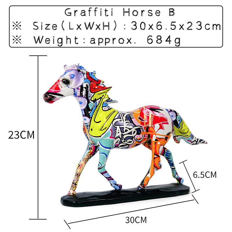 Creative Resin Graffiti Art Horse Sculpture Decoration Paint Colorful Animal Statue Home Living Room Ornament Office Desk Crafts