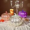 LED Glass Pumpkin Lantern with Smart Timer 10 Warm LEDs Battery-Powered Automated Pumpkin Light Halloween Decoration