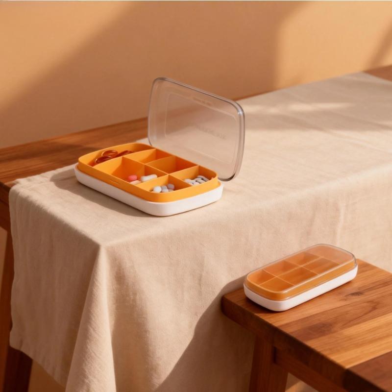 Transparent Frosted Lid Pill Organizer - 7-Compartment Large-Capacity Portable Medicine Box