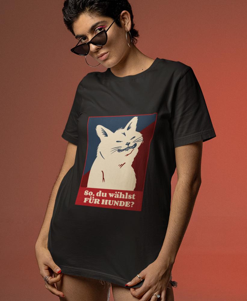 Funny Cats Retro You Choose Dog Voting Cat Organic Women's T-shirt Oversized S-XXXL